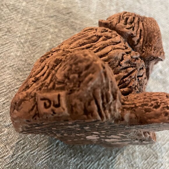 St Bernard Brown Clay Dog Figure Signed by Artist 4" x 3" - Picture 7 of 7